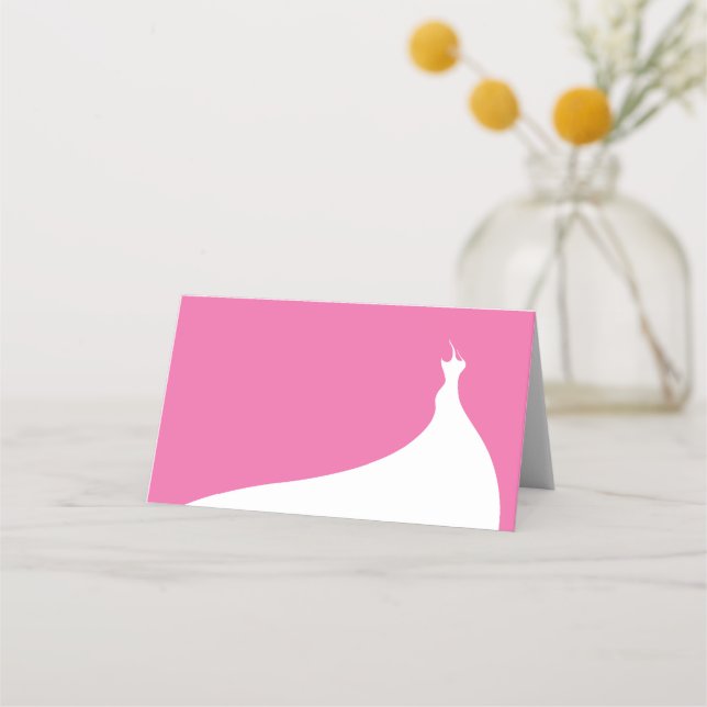 Elegant Bridal Shower Place Card fuchsia (Front)