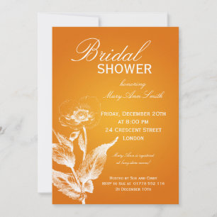 Elegant Bridal Shower Poppy Orange Invitation