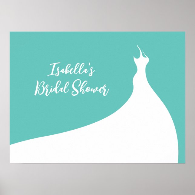 Elegant Bridal Shower Poster turquoise (Front)