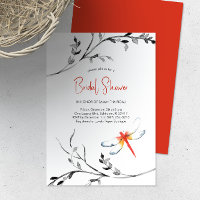 Elegant Bridal Shower Red Dragonfly