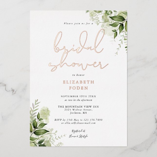 Elegant Bridal Shower Rustic Greenery Monogram (Front)