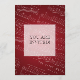 Elegant Bridal Shower Sheet Music Red Invitation