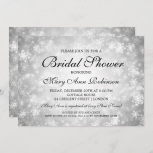 Elegant Bridal Shower Silver Winter Wonderland Invitation
