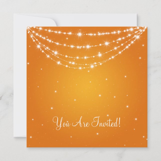 Elegant Bridal Shower Sparkling Chain Orange Invitation (Front)