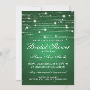 Elegant Bridal Shower Sparkling Lines Emerald Invitation