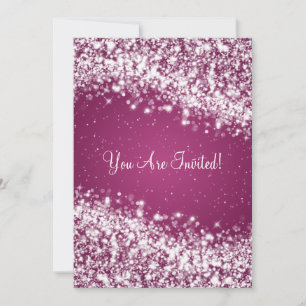 Elegant Bridal Shower Sparkling Wave Plum Invitation