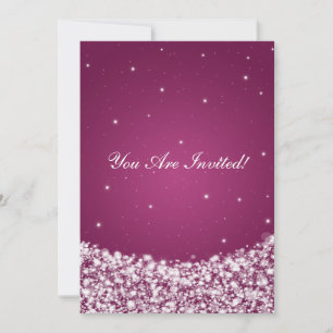 Elegant Bridal Shower Star Sparkle Berry Pink Invitation