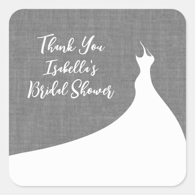 Elegant Bridal Shower Sticker grey linen (Front)