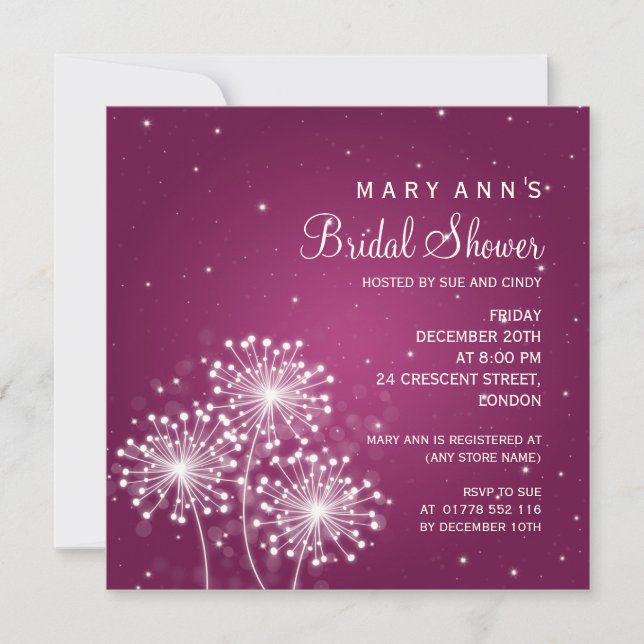 Elegant Bridal Shower Summer Sparkle Merlot Pink Invitation (Front)