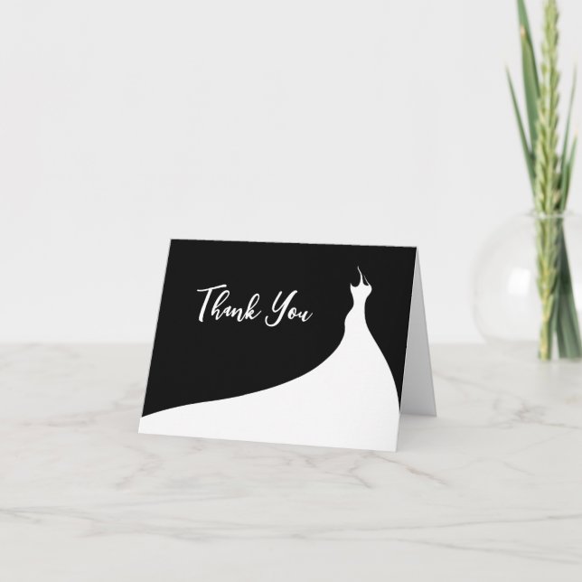 Elegant Bridal Shower Thank You black (Front)