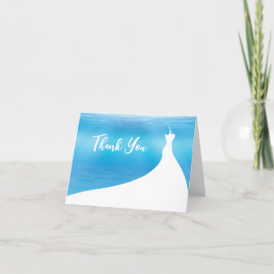 Elegant Bridal Shower Thank You blue watercolor Card