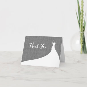 Elegant Bridal Shower Thank You grey linen Card