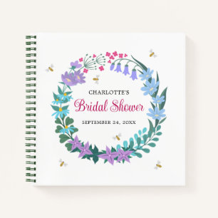 Elegant Bridal Shower Wildflowers Garland Guest Notebook