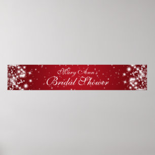 Elegant Bridal Shower Winter Sparkle Red Poster