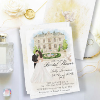 Elegant Bridal Shower with Bride and Groom Venue Invitation