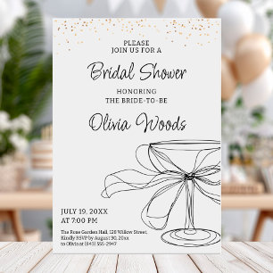 Elegant bridal shower with gold confetti design invitation