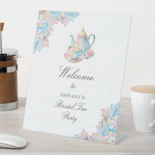 Elegant Bridal Tea Party Bridal Shower Welcome Pedestal Sign