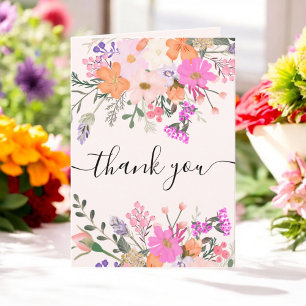 Elegant Bridal wild flowers pastel spring shower Thank You Card