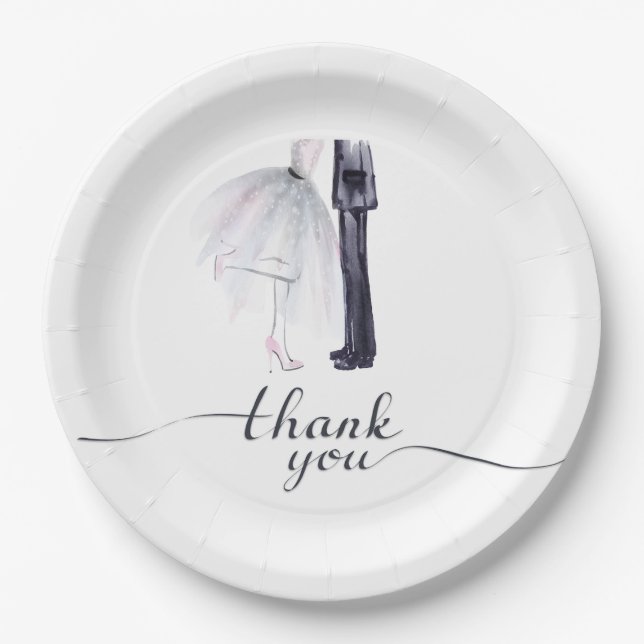 Elegant Bride and Groom Dance Paper Plates (Front)