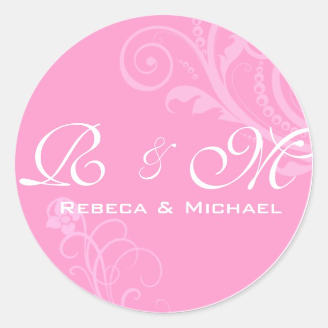 Elegant Bride and Groom Initlals Wedding Sticker (Front)