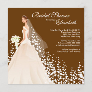 Elegant Bride Bridal Shower Invitation Brown White