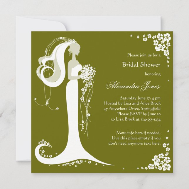 Elegant Bride Bridal Shower Party Announcement (Front)