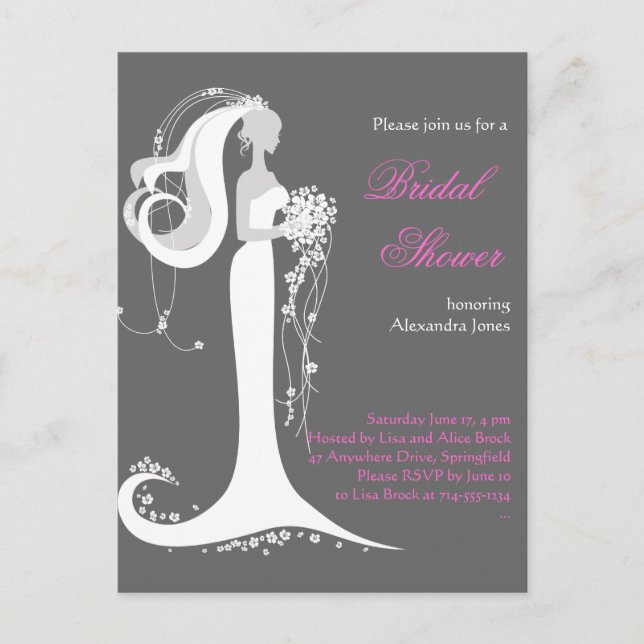 Elegant Bride Bridal Shower Party Invitation 4 (Front)