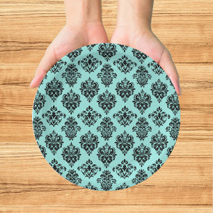 Elegant Bride & Co. Damask Bridal Shower Teal Paper Plate