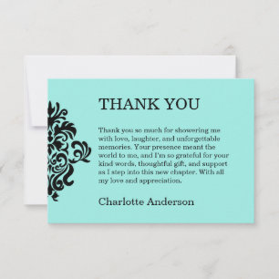 Elegant Bride & Co. Damask Bridal Shower Teal Thank You Card