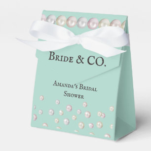 Elegant Bride & Co Teal Blue Pearl Bridal Shower Favor Box
