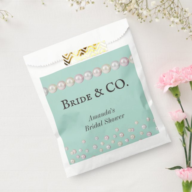 Elegant Bride & Co Teal Blue Pearl Bridal Shower Favour Bag (Sealed)