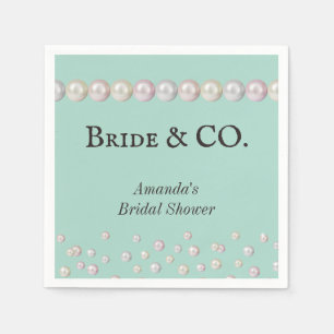 Elegant Bride & Co Teal Blue Pearl Bridal Shower Napkin