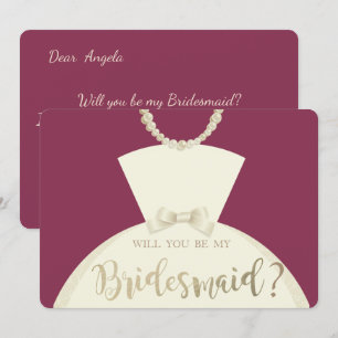 Elegant, Bride Dress Bridesmaid Card