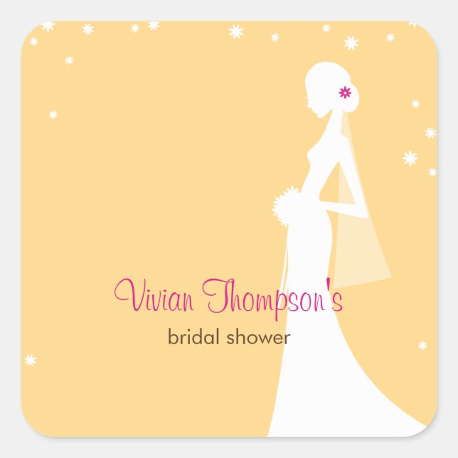 Elegant Bride Favour Sticker /Envelope Seal-Mustar (Front)