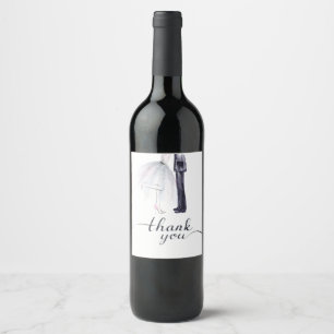 Elegant Bride & Groom Dance "Thank You" wine label