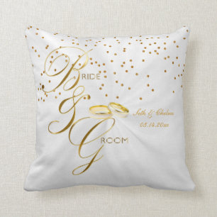 Elegant Bride & Groom Keepsake   Personalize Throw Pillow