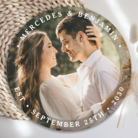 Elegant Bride Groom Modern Photo Name Date Wedding