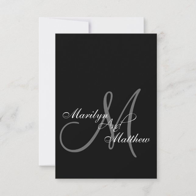 Elegant Bride Groom Monogram RSVP Cards (Front)