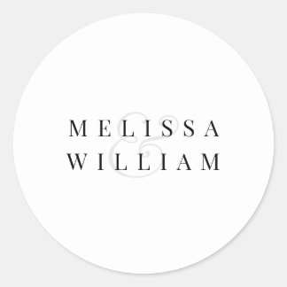 Elegant Bride Groom Names Typography Sticker Seal