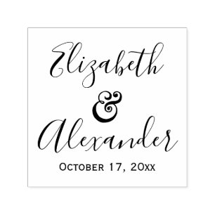 Elegant Bride Groom Names Wedding Calligraphy Self-inking Stamp