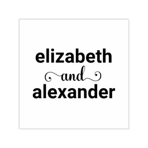 Elegant Bride Groom Names Wedding Typography #1 Self-inking Stamp