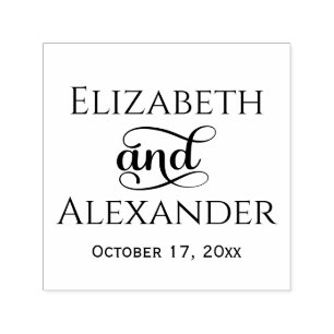 Elegant Bride Groom Names Wedding Typography #3 Self-inking Stamp