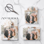Elegant Bride & Groom Photo/Name Wedding White Wrapping Paper Sheet<br><div class="desc">Elegant Bride Groom Names and Photo Black Wedding Wrapping Paper Sheets. It is a set of 3 sheets with the names of the bride and groom written in a pretty script along with the date font on a white coloured background. Please feel free to visit my store for more colour...</div>