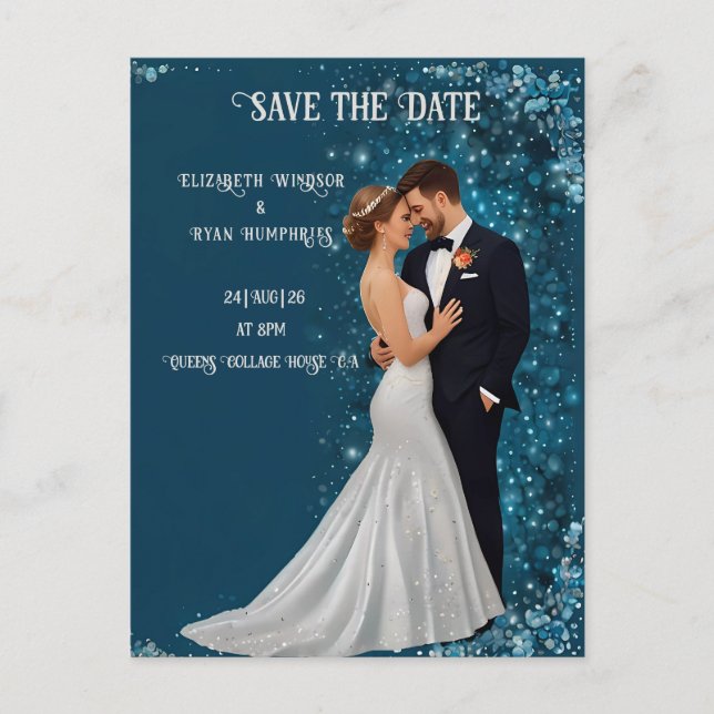 Elegant Bride & Groom Sparkles Wedding Invitations (Front)