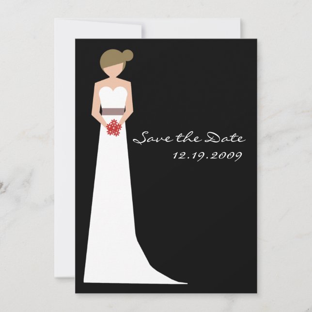 Elegant Bride in Gown Save The Date (Front)