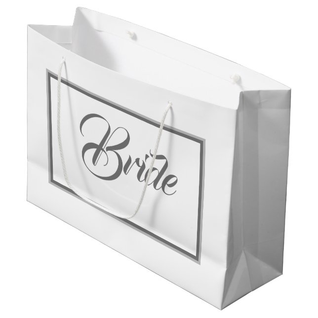 Elegant Bride in White and Gray Large Gift Bag (Front Angled)