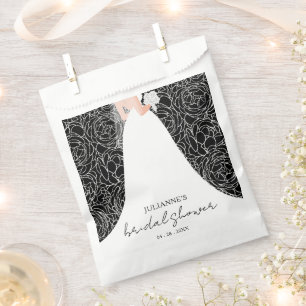 Elegant Bride on Black Bridal Shower  Favour Bag