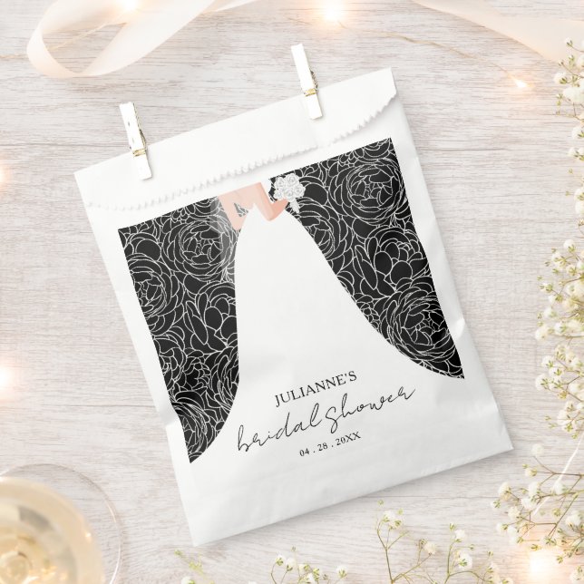 Elegant Bride on Black Bridal Shower  Favour Bag (Clipped)