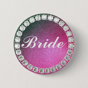Elegant Bride pink glitter 2 Inch Round Button