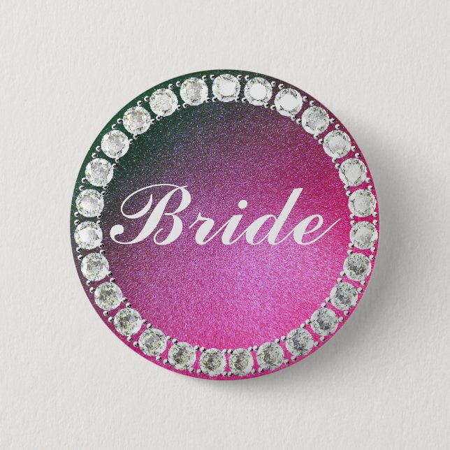 Elegant Bride pink glitter 2 Inch Round Button (Front)